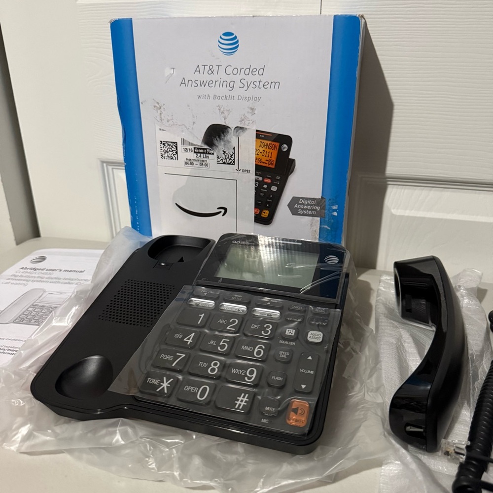 AT&T CL4940 Corded Phone w/ Answering System, Large Display - Black